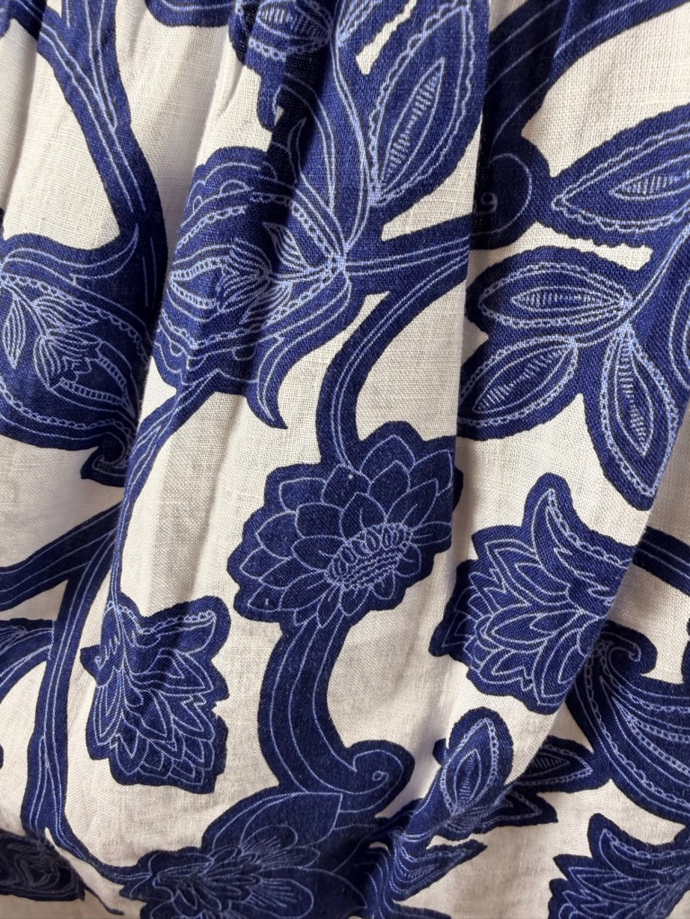 Boden Blue Floral Maxi Linen Skirt with Shirred Waist, Size 8, NWT - Picture 8 of 13